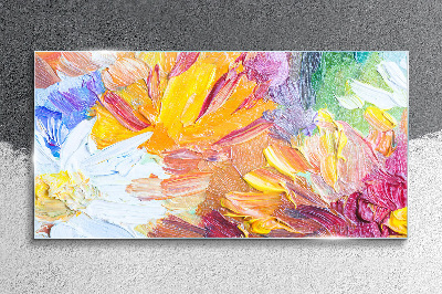 Colorful bouquet of flowers Wall art on glass