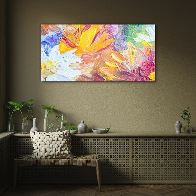 Colorful bouquet of flowers Wall art on glass