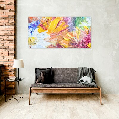 Colorful bouquet of flowers Wall art on glass