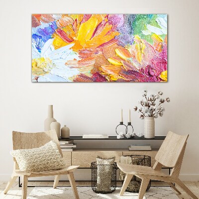Colorful bouquet of flowers Wall art on glass