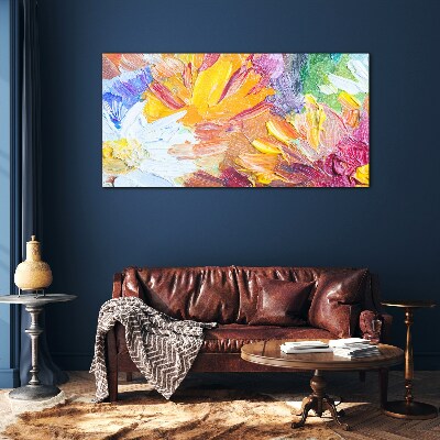 Colorful bouquet of flowers Wall art on glass