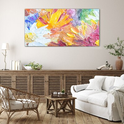 Colorful bouquet of flowers Wall art on glass