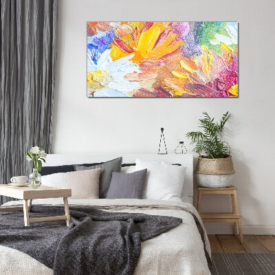 Colorful bouquet of flowers Wall art on glass