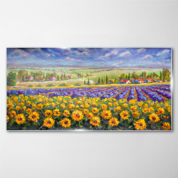 Flower landscape in the sunlight Glass art print