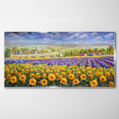 Flower landscape in the sunlight Glass art print