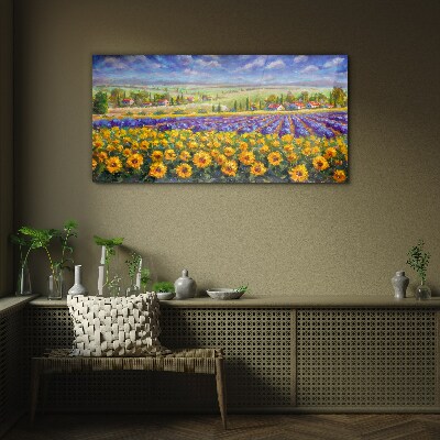Flower landscape in the sunlight Glass art print