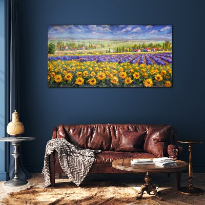 Flower landscape in the sunlight Glass art print