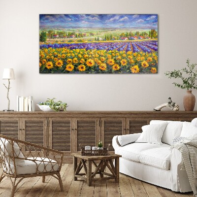 Flower landscape in the sunlight Glass art print