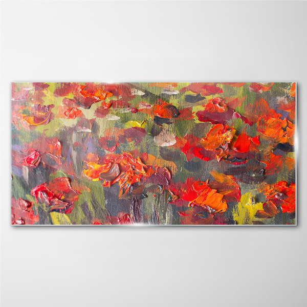 Floral explosion of colors Wall art on glass