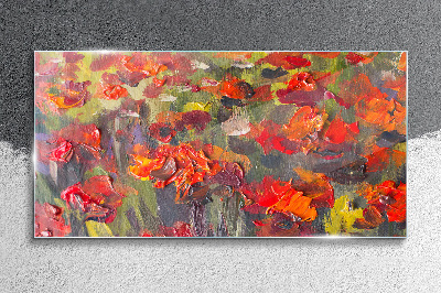 Floral explosion of colors Wall art on glass