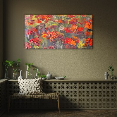 Floral explosion of colors Wall art on glass