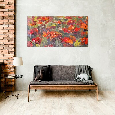 Floral explosion of colors Wall art on glass