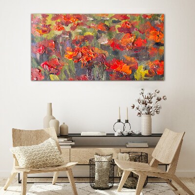 Floral explosion of colors Wall art on glass