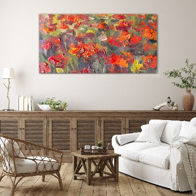 Floral explosion of colors Wall art on glass