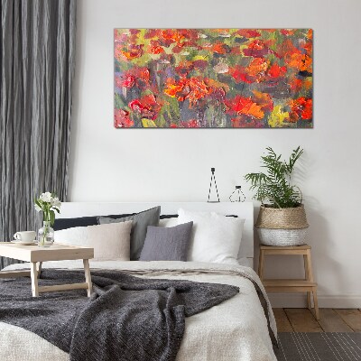 Floral explosion of colors Wall art on glass