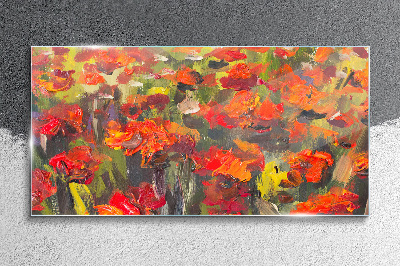 A floral landscape in intense colors Glass art print