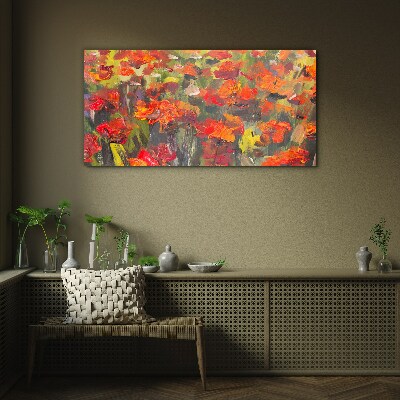 A floral landscape in intense colors Glass art print