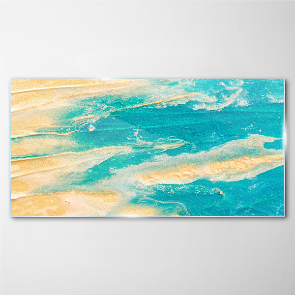 Ocean waves on the sand Glass art print