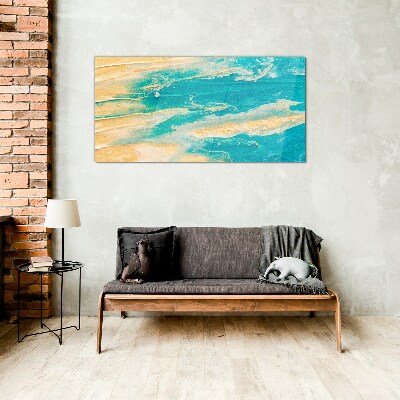 Ocean waves on the sand Glass art print