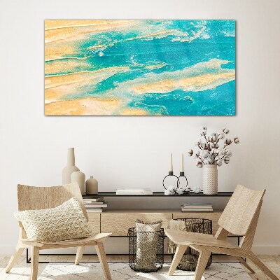 Ocean waves on the sand Glass art print