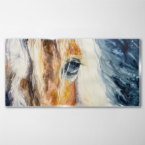 Watercolor horse portrait Wall art on glass