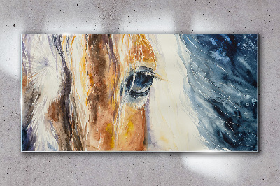 Watercolor horse portrait Wall art on glass