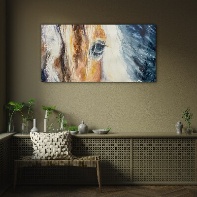 Watercolor horse portrait Wall art on glass