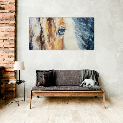 Watercolor horse portrait Wall art on glass