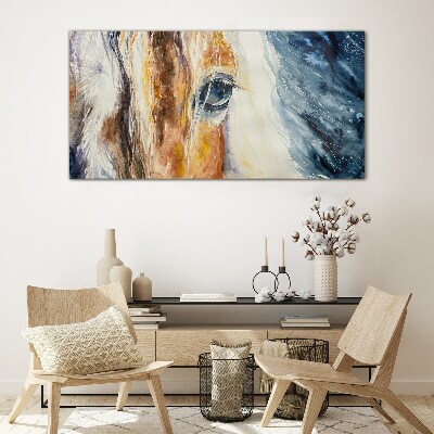 Watercolor horse portrait Wall art on glass
