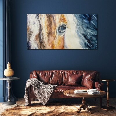 Watercolor horse portrait Wall art on glass
