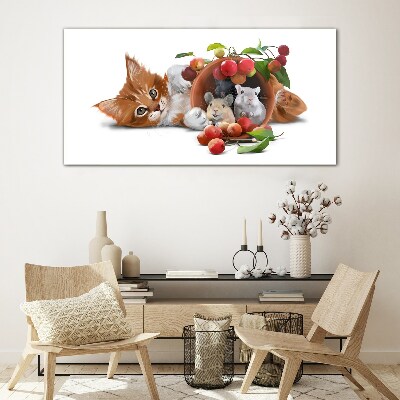 Image glass animals cat rats fruit Glass Wall Art