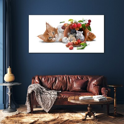 Image glass animals cat rats fruit Glass Wall Art