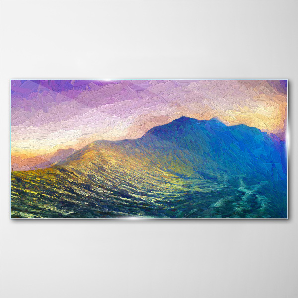 Waves in the setting sun Glass art print