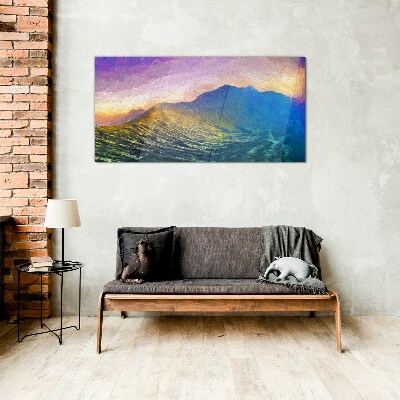 Waves in the setting sun Glass art print