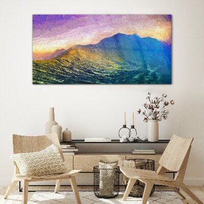 Waves in the setting sun Glass art print