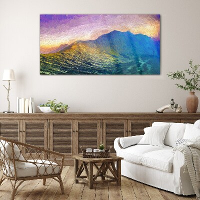 Waves in the setting sun Glass art print