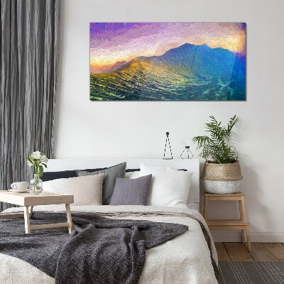 Waves in the setting sun Glass art print