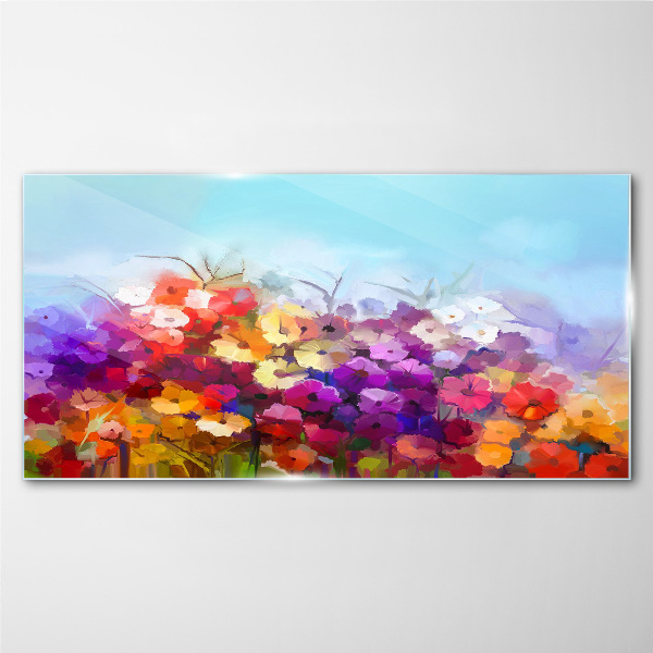 Colorful floral landscape in spring Glass art print