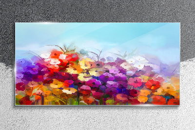 Colorful floral landscape in spring Glass art print
