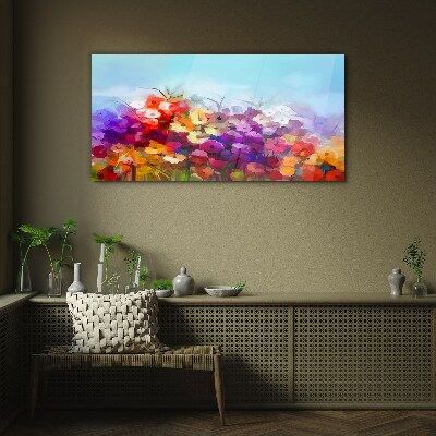 Colorful floral landscape in spring Glass art print