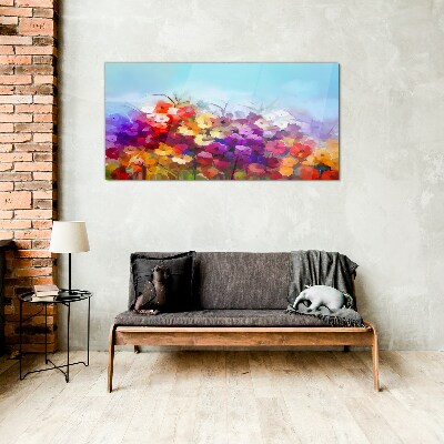 Colorful floral landscape in spring Glass art print