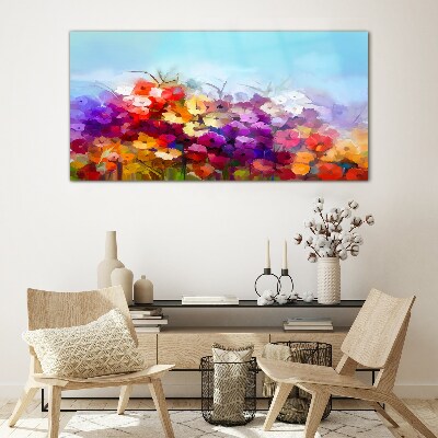 Colorful floral landscape in spring Glass art print