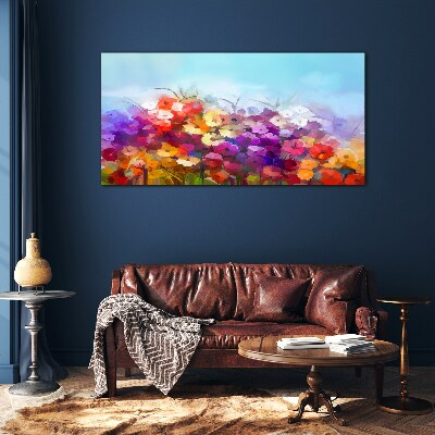 Colorful floral landscape in spring Glass art print