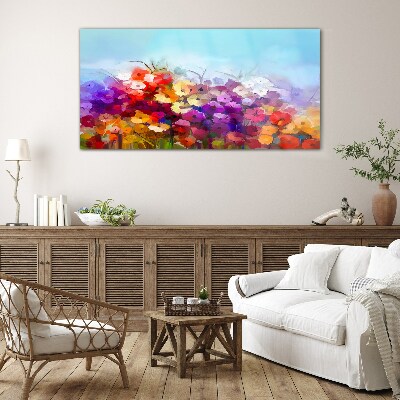 Colorful floral landscape in spring Glass art print