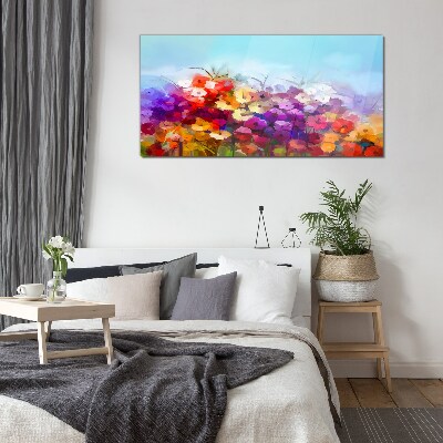 Colorful floral landscape in spring Glass art print
