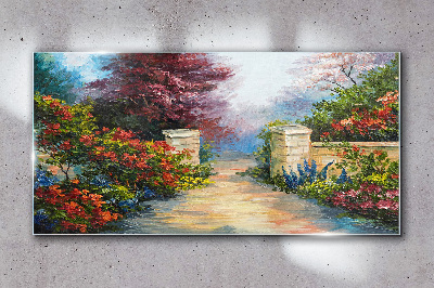 A flower paradise in colors Wall art on glass