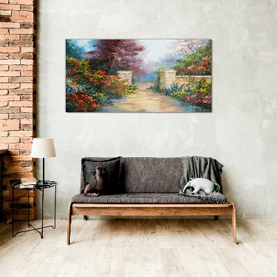 A flower paradise in colors Wall art on glass