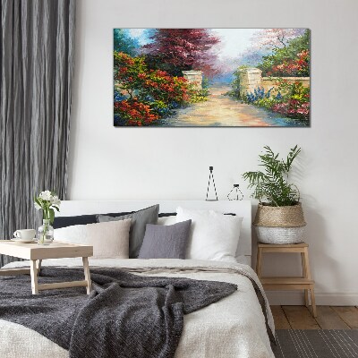 A flower paradise in colors Wall art on glass