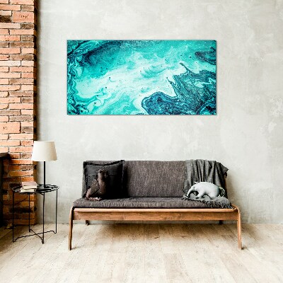 Blue waves in the sea depths Glass art print
