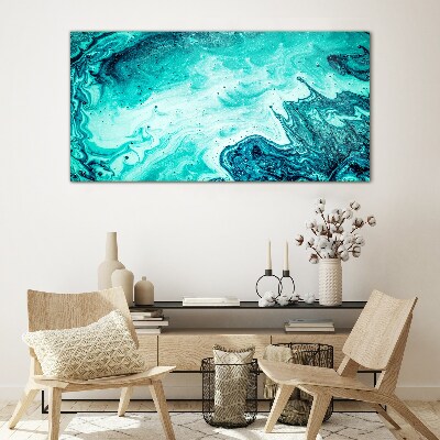 Blue waves in the sea depths Glass art print